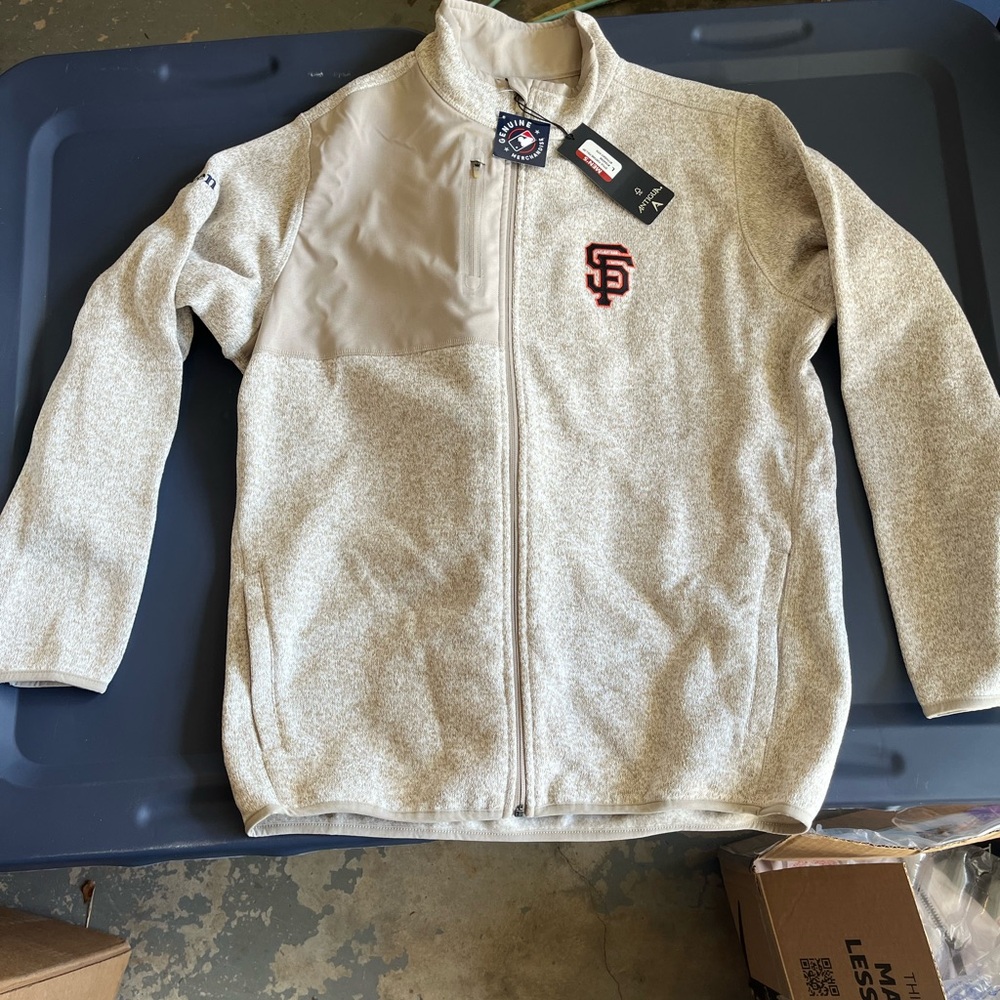NWT Cream SF Giants Full-Zip Jacket Antigua